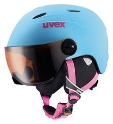 UVEX JUNIOR VISOR PRO dětská lyžařská přilba se štítem, liteblue mat | 54-56