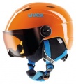 Uvex JUNIOR VISOR - dětská / juniorská lyžařská helma se štítem white-turqouise - Bílo - modrá, velikost S-M - obvod hlavy 54-56 cm...